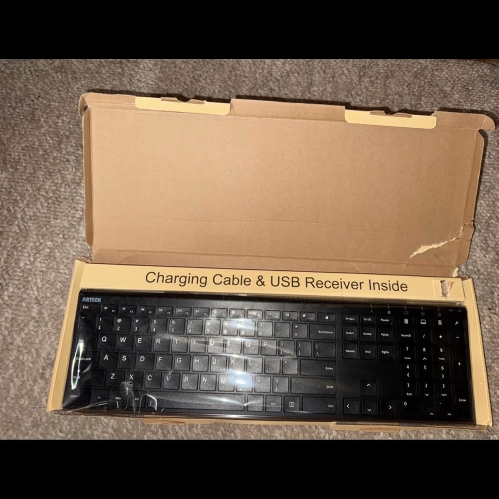 Black Wireless Stainless Steel Ultra Slim Keyboard with USB